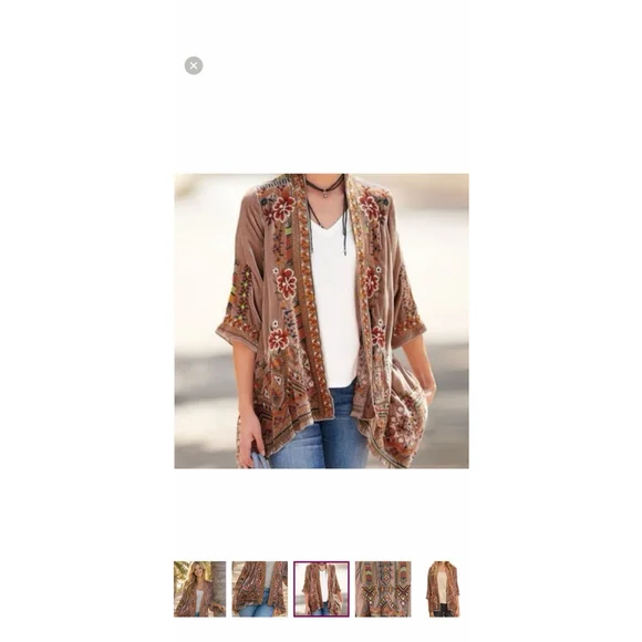 Johnny Was Maeve Velvet Embroidered Kimono